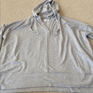 Lou & Grey Gray Long Sleeve Hooded Tunic Top Size Large